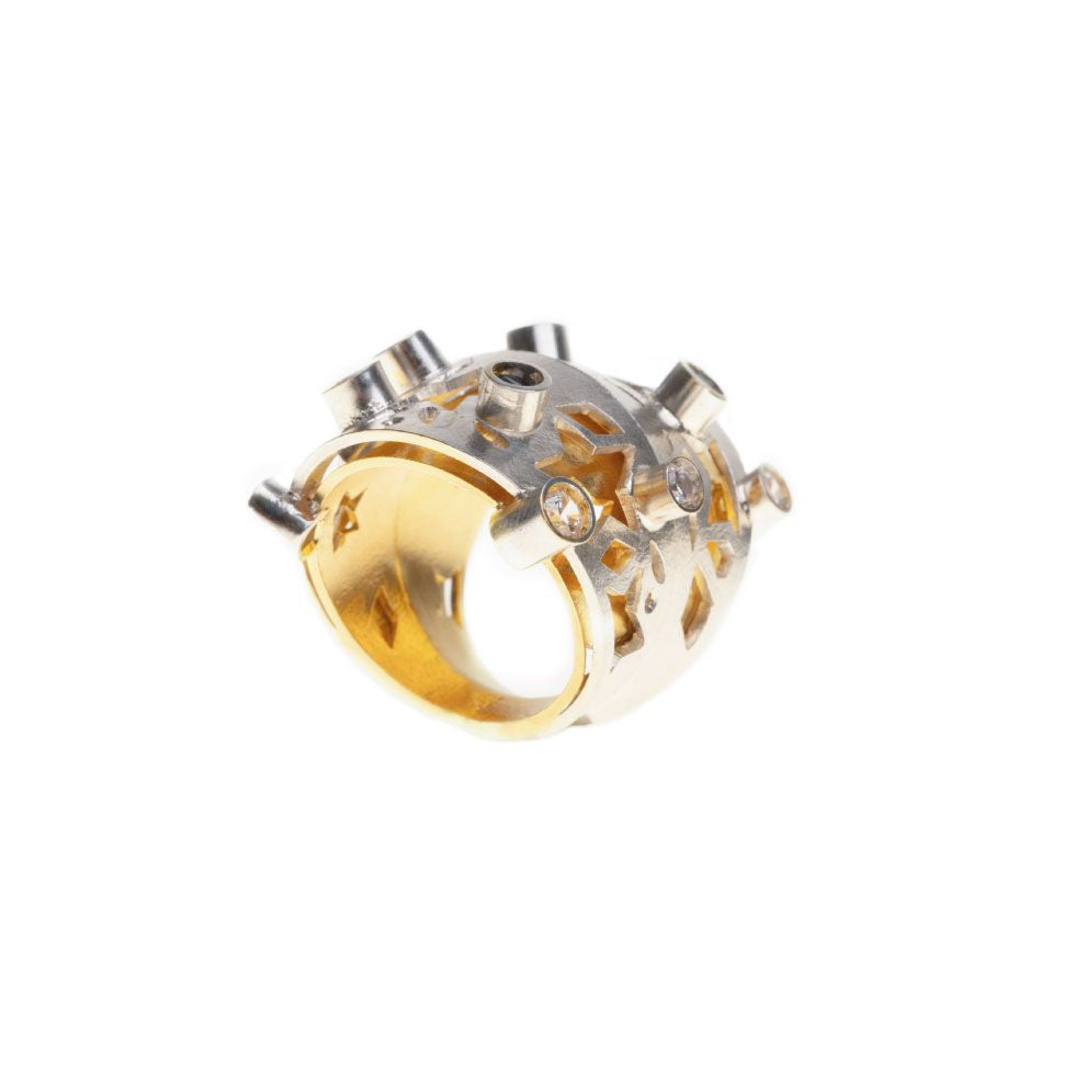 Anillo Destellos Topacios London Blue y Circones