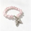 Pulsera 2 Charms Corazones Mini + Cuarzos Rosados