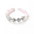 Pulsera 5 Corazones Inflados + Cuarzos Rosados