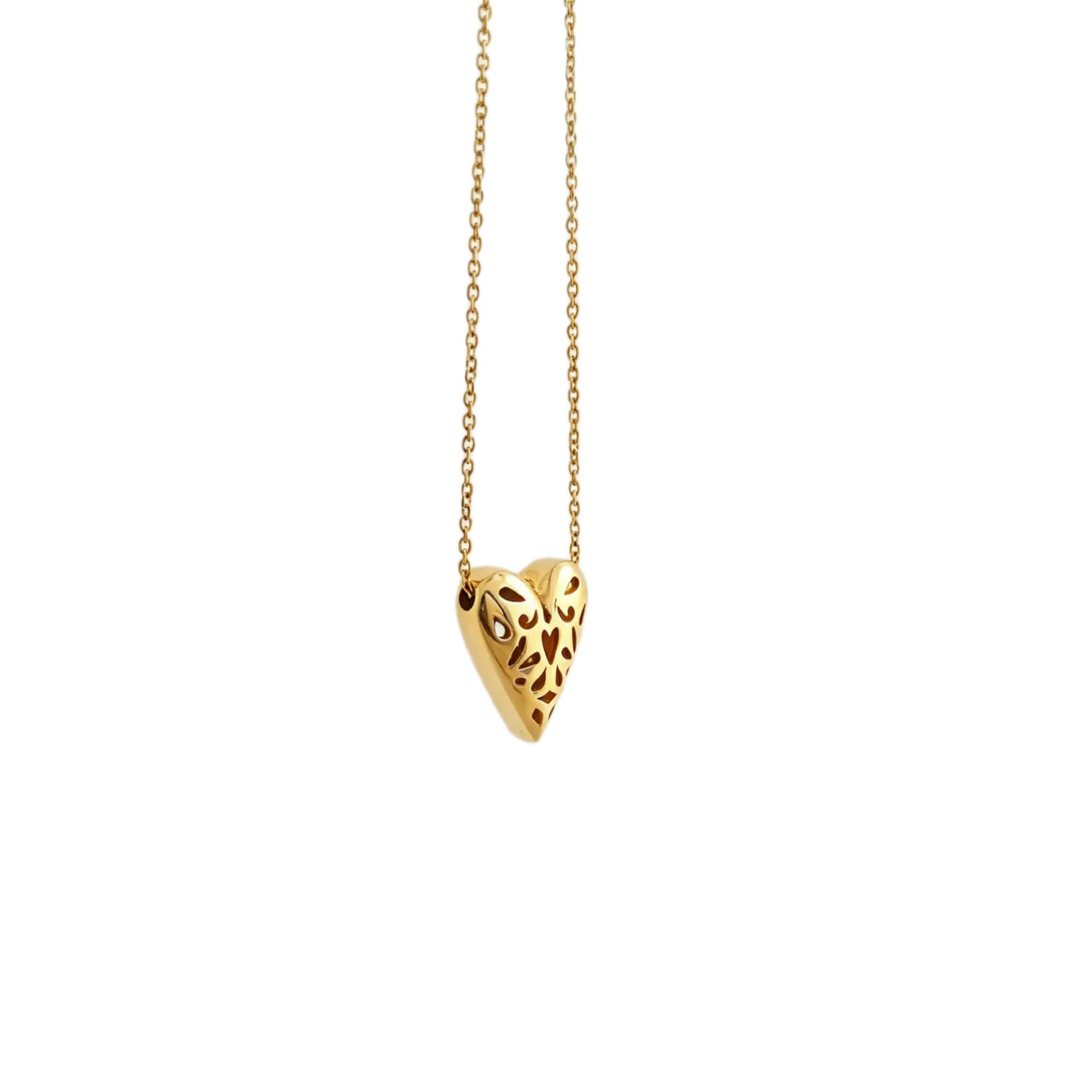 Collar Mini Corazón Inflado Oro Amarillo 18K